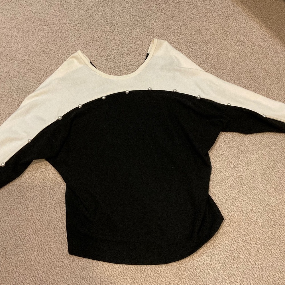 Karen Millen off the shoulder sweater with pearl trim
